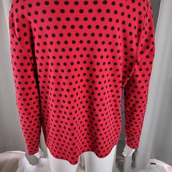 Kim Rogers Womens 100% Cotton Red And Black Polka Dot Pullover Shirt. Size XL - Picture 4 of 12